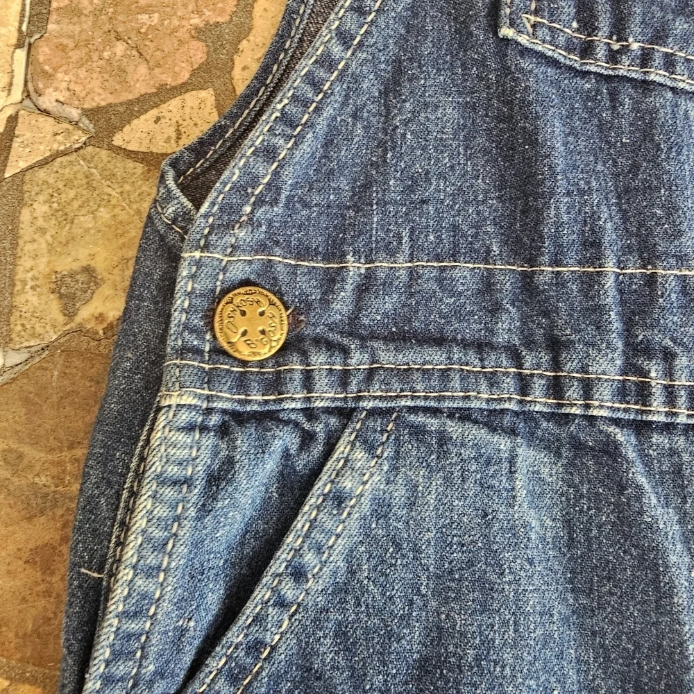 Vintage OshKosh B'gosh Denim Overalls, Made in USA, Blue, Paper Tag, 12 Months